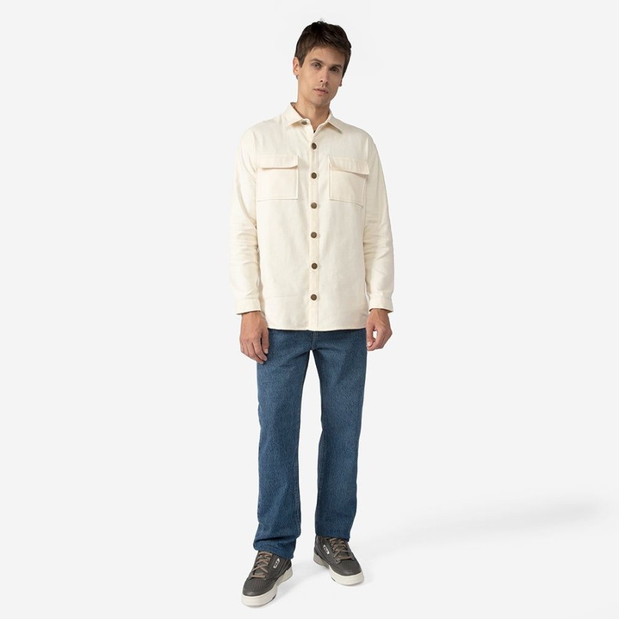 Masculino Basico.com Jaquetas | Jaqueta Sarja Flanelada Masculina - Creme