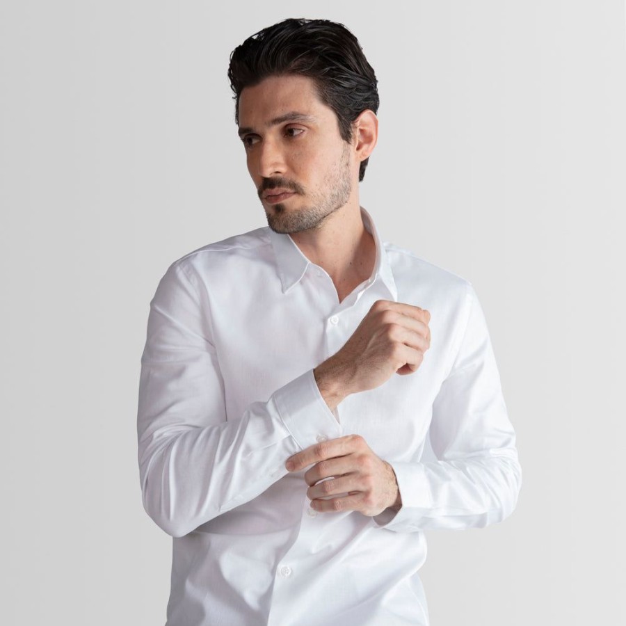 Masculino Basico.com Manga Longa | Camisa Algodao Oxford Masculina - Branco