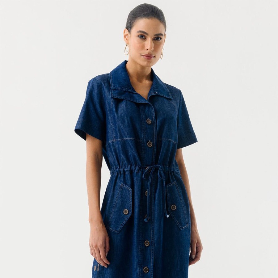 Feminino Ao Denim Vestidos | Vestido Ipe - Indigo Escuro