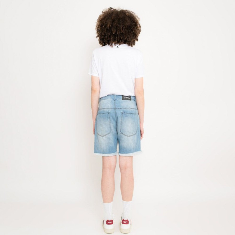 Feminino Uma Shorts | Short 5 Pockets Em Denim Canhamo - Azul