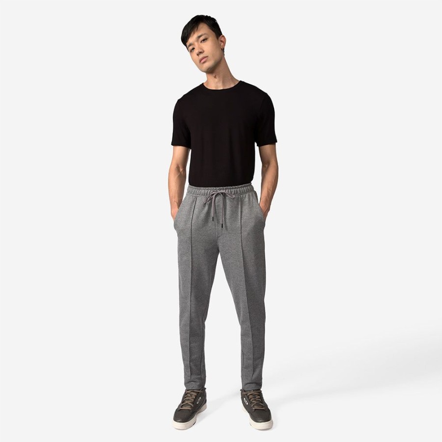 Masculino Basico.com Moletom | Calca Jogger Moletom Leve Friso Masculina - Mescla Escuro