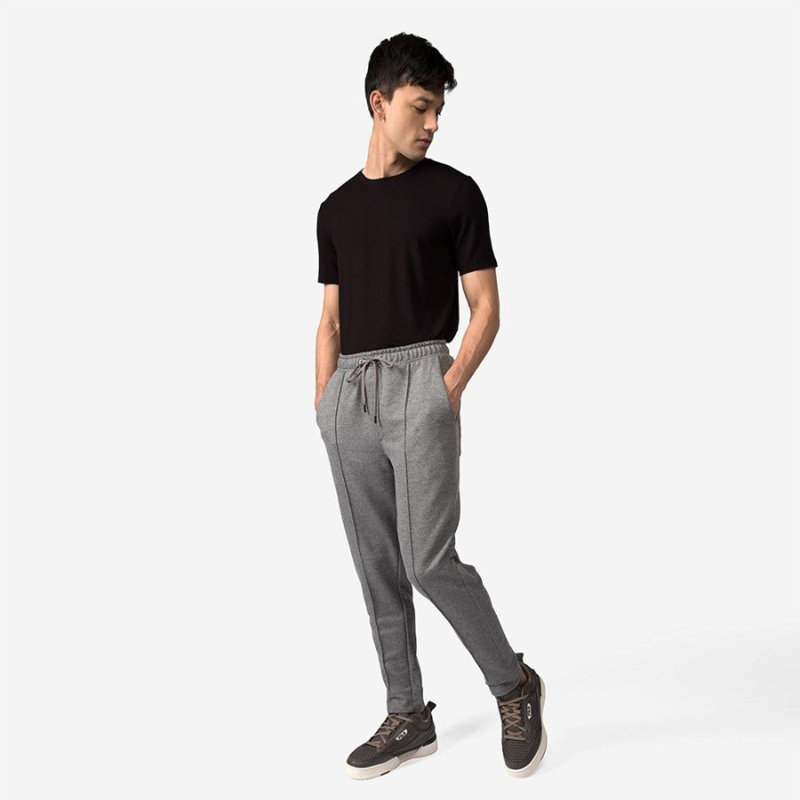 Masculino Basico.com Moletom | Calca Jogger Moletom Leve Friso Masculina - Mescla Escuro