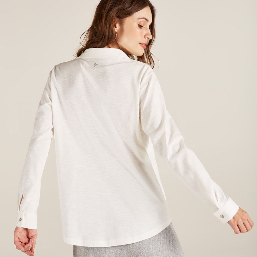 Feminino Yogini Manga Longa | Camisa Off White Algodao Flame Isolda - Off White