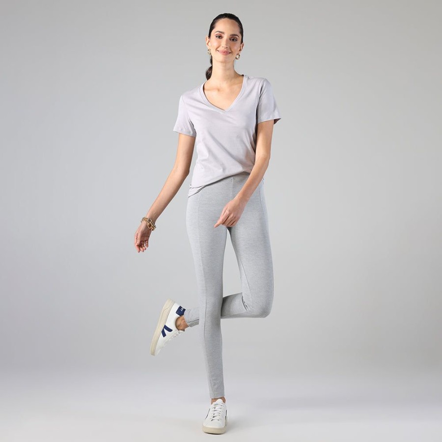 Feminino Basico.com Legging | Calca Legging Malha Estruturada - Mescla Claro