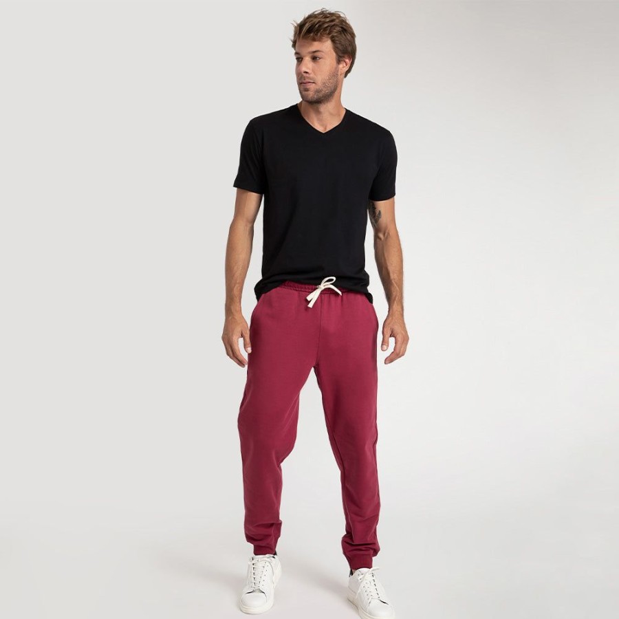 Masculino Basico.com Moletom | Calca Jogger De Moletom Masculina - Tinto