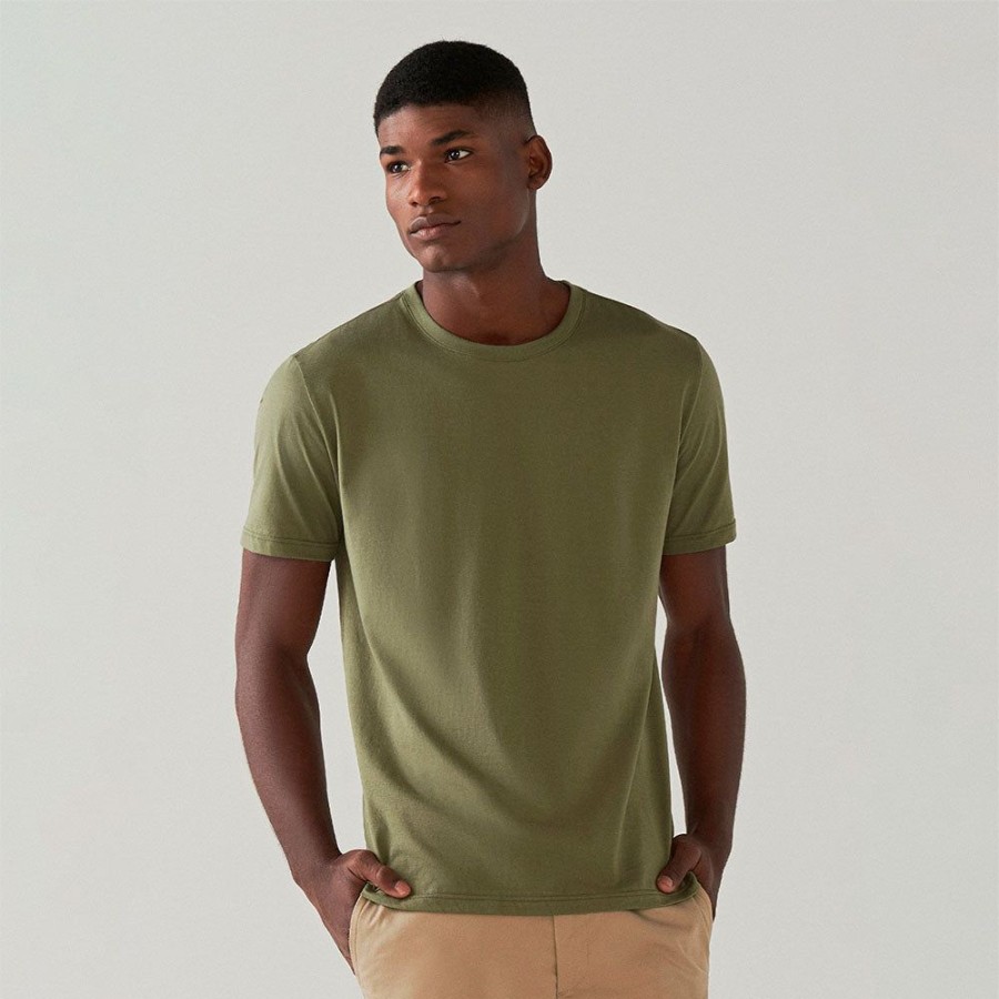 Masculino Basico.com Manga Curta | Camiseta Premium Masculina | Everyday T-Shirt - Verde Militar