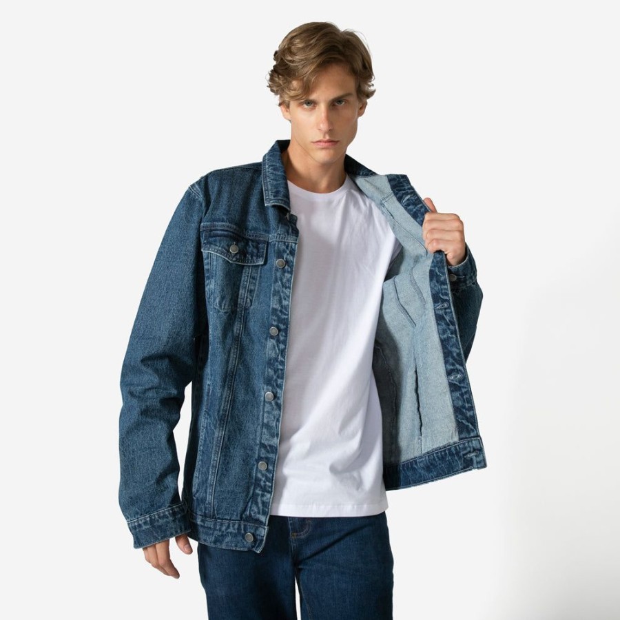 Masculino Basico.com Jaquetas | Jaqueta Jeans Masculina - Azul Jeans Medio