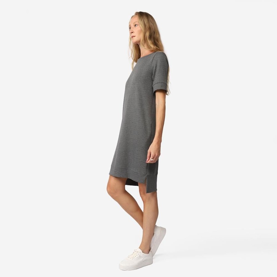 Feminino Basico.com Vestidos | Vestido Curto Malha Estruturada T-Shirt - Mescla Escuro