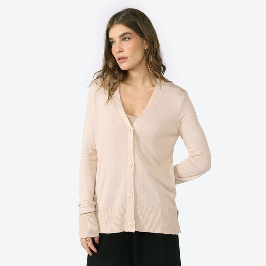 Feminino Basico.com Cardigans | Cardigan Tricot Viscose Feminino - Bege