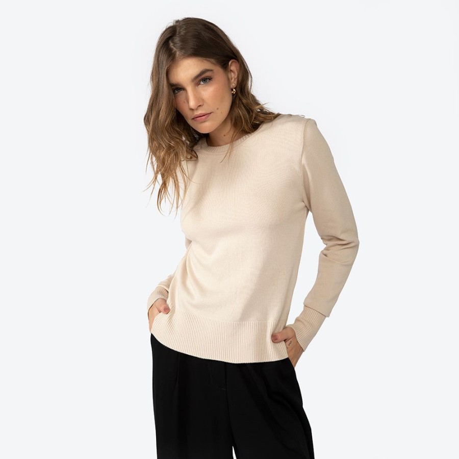 Feminino Basico.com Sueteres | Sueter Tricot Viscose Feminino - Bege