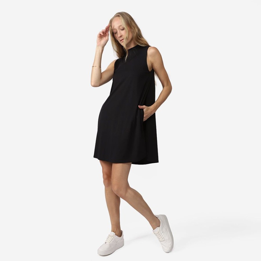 Feminino Basico.com Vestidos | Vestido Curto Cotton Pima Gola Alta - Preto