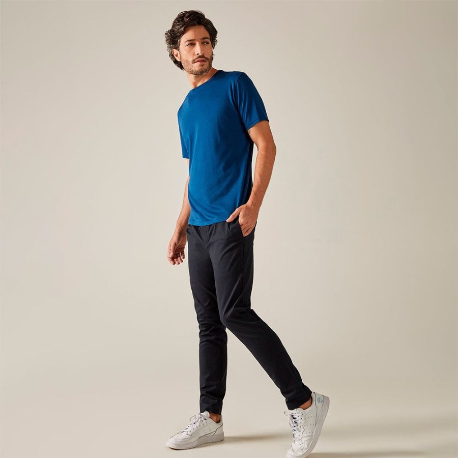 Masculino Basico.com Elastico Conforto | Calca Algodao Egipcio Cos Elastico Masculina - Azul Marinho