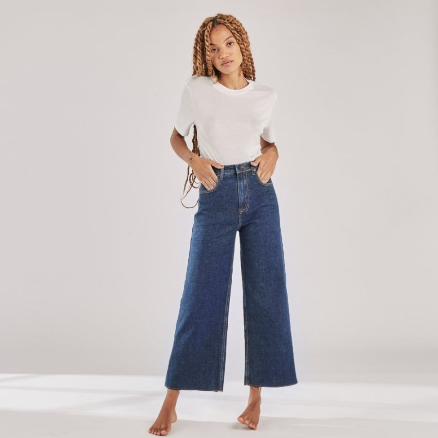 Feminino Yes I am Jeans Pantalona | Calca Wide Elza - Azul Escuro