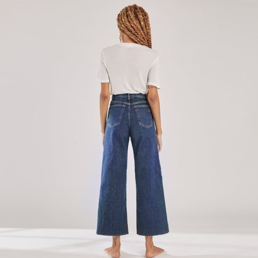 Feminino Yes I am Jeans Pantalona | Calca Wide Elza - Azul Escuro