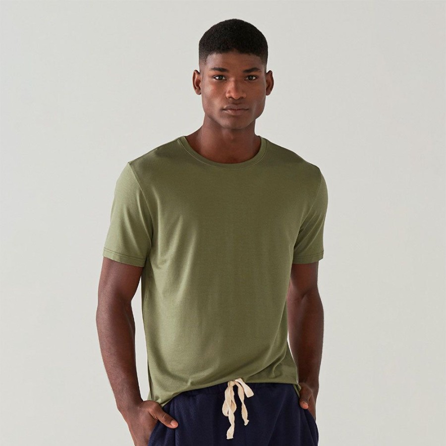 Masculino Basico.com Manga Curta | Travel T-Shirt Modal Masculina - Verde Militar